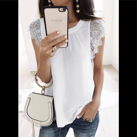 Lace Accent Reversible Blouse - Picture 2 of 7